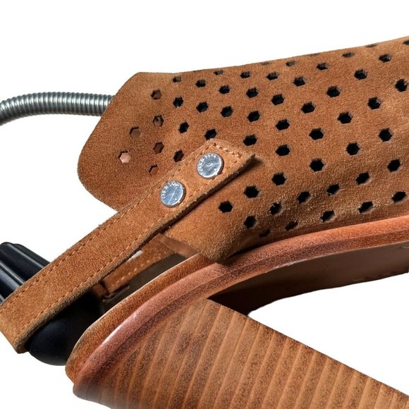 Rag & Bone Wyatt Nubuck Perforated Bootie Sandals Camel Women’s US 7.5 / EU 37.5 - Picture 6 of 11